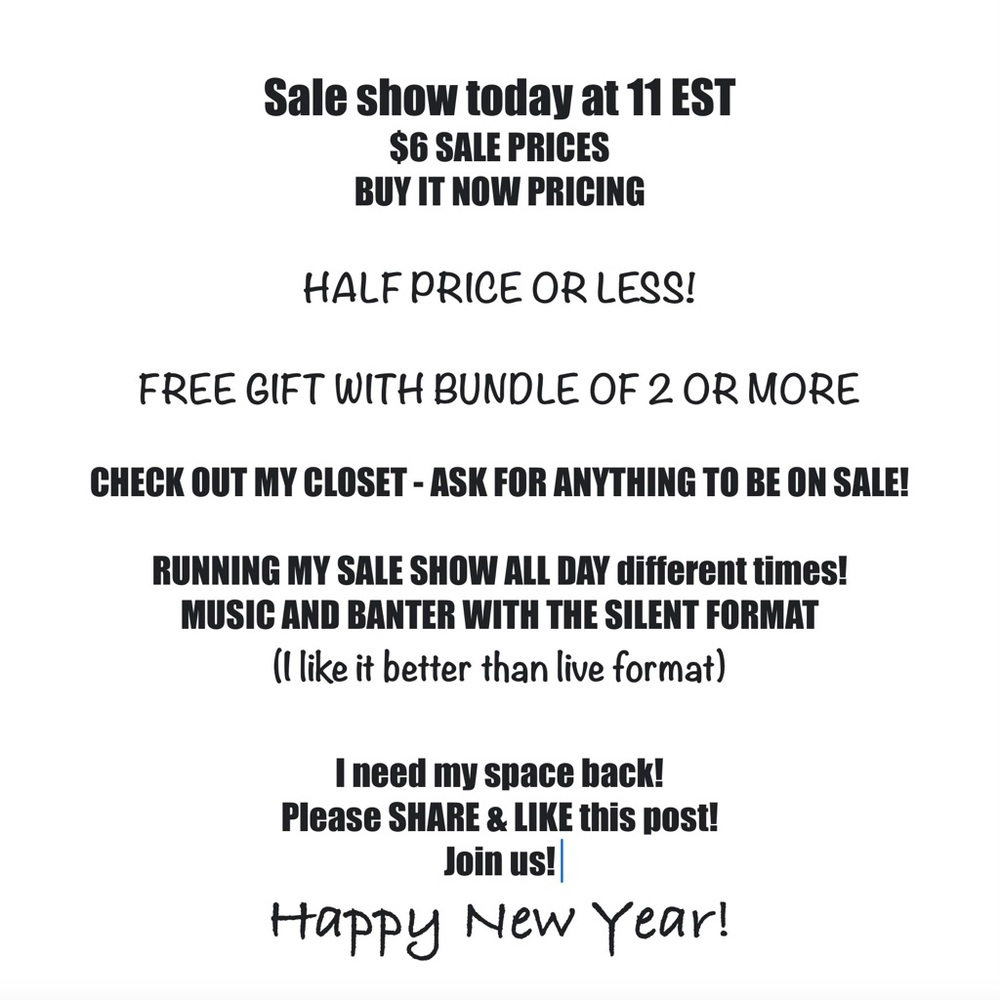 $6 SALE SHOW TODAY AT 11 - PICK WHAT YOU LIKE FROM MY CLOSET SALE!